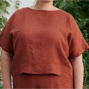 Linenfox Mona Top in terracotta S/M